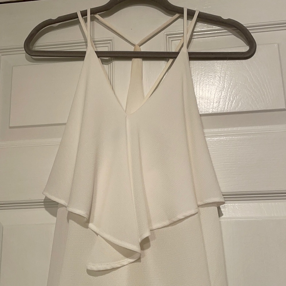 White ruffle tank